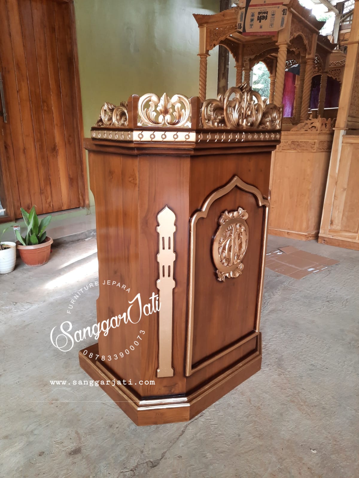 mimbar masjid, mimbar jati minimalis, mimbar masjid terbaru, mimbar murah