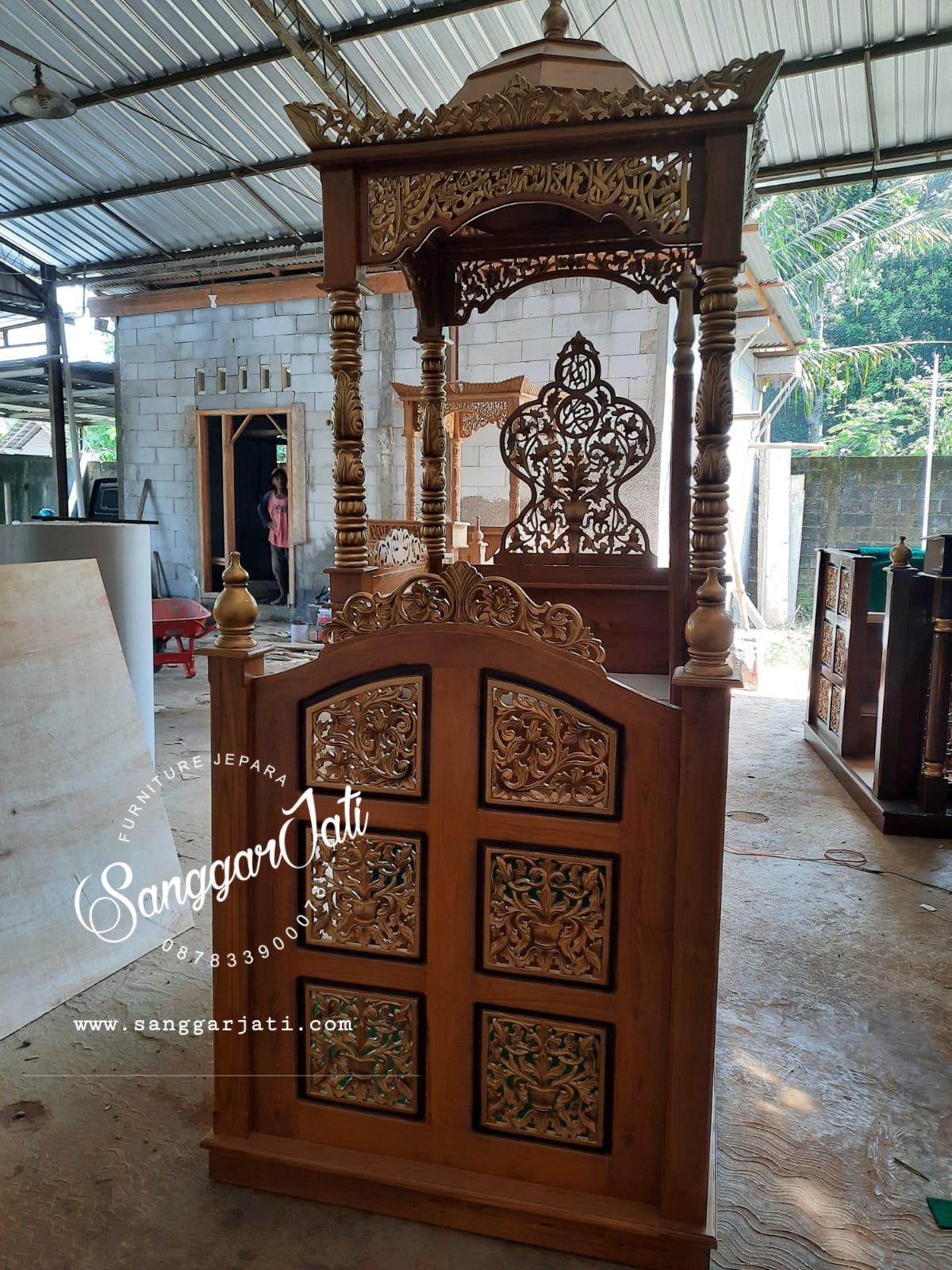 mimbar masjid kayu jati model terbaru, mimbar masjid kayu jati model terbaru