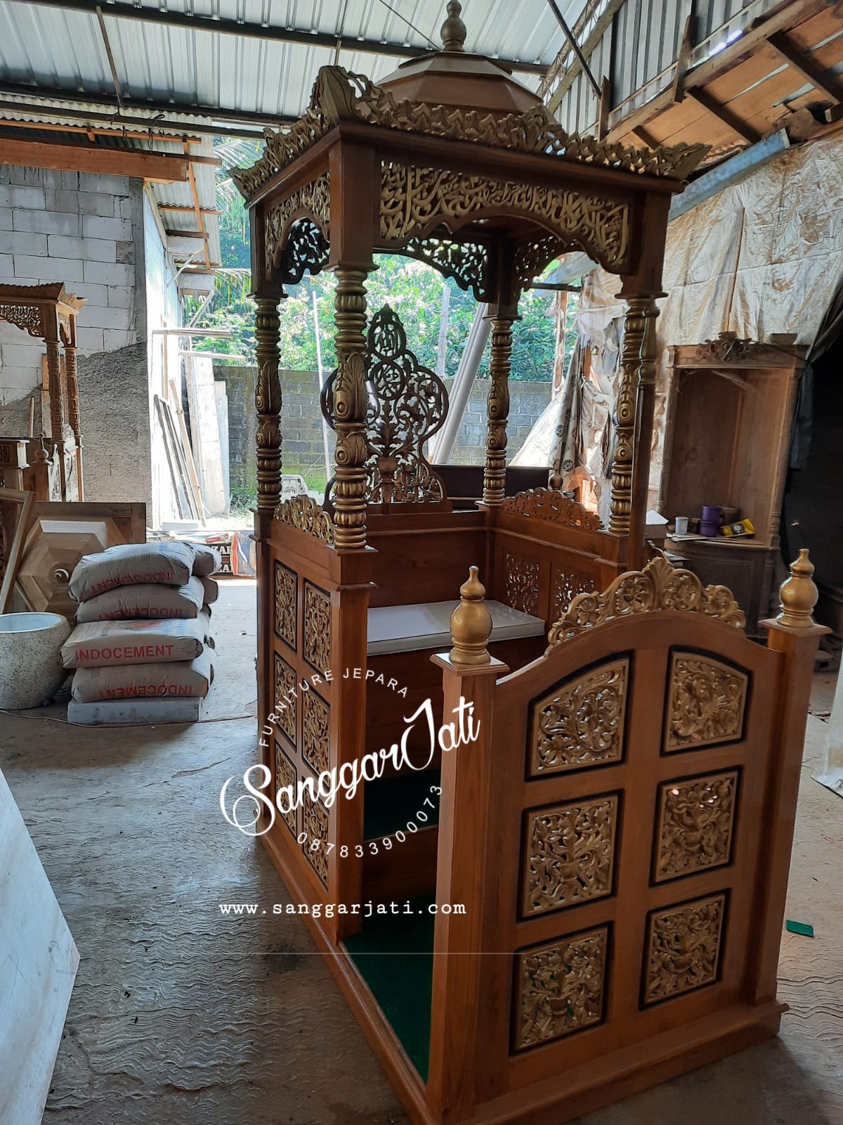 mimbar masjid kayu jati model terbaru