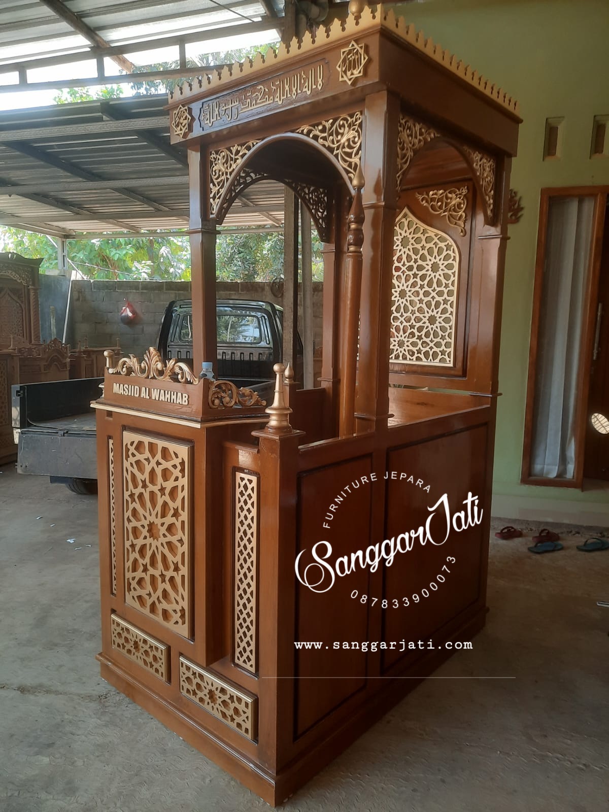 mimbar masjid, mimbar jati minimalis, mimbar masjid terbaru, mimbar murah