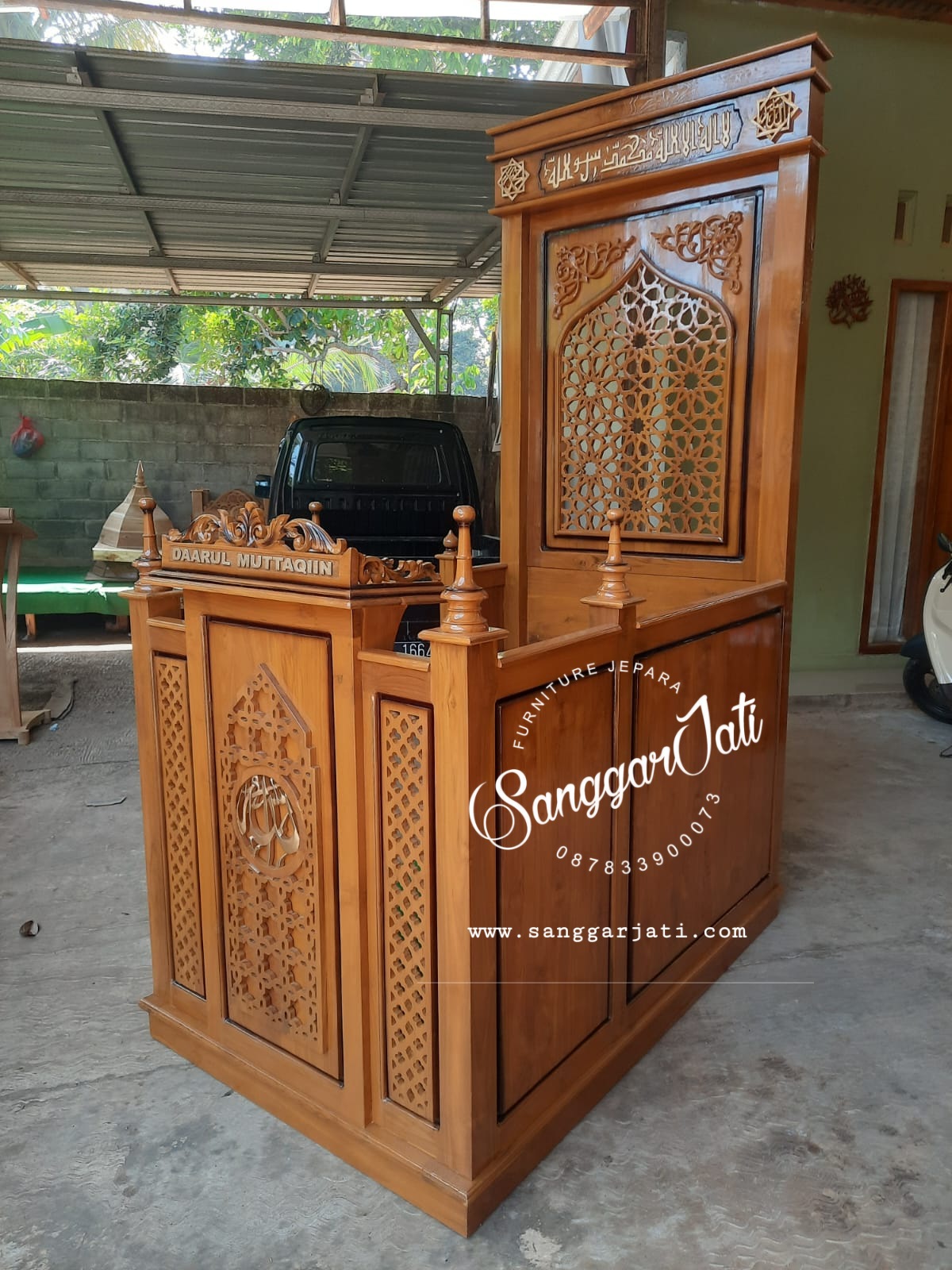 mimbar masjid, mimbar jati minimalis, mimbar masjid terbaru, mimbar murah