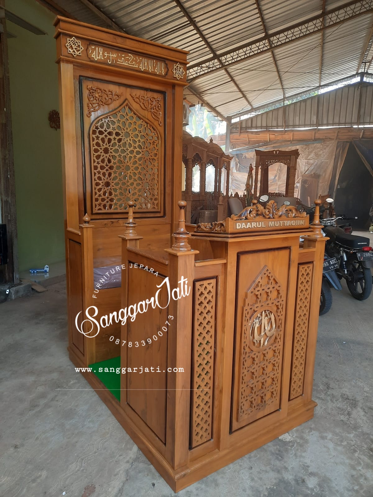mimbar masjid, mimbar jati minimalis, mimbar masjid terbaru, mimbar murah