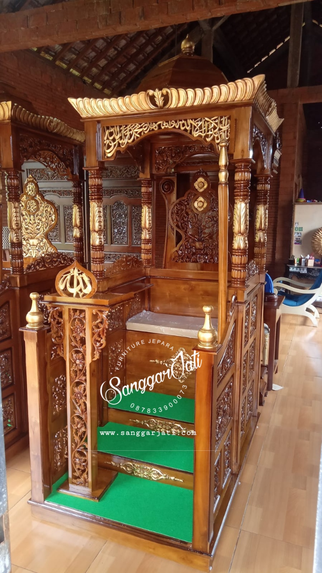mimbar masjid full ukir, mimbar masjid, mimbar jati minimalis, mimbar masjid terbaru, mimbar murah