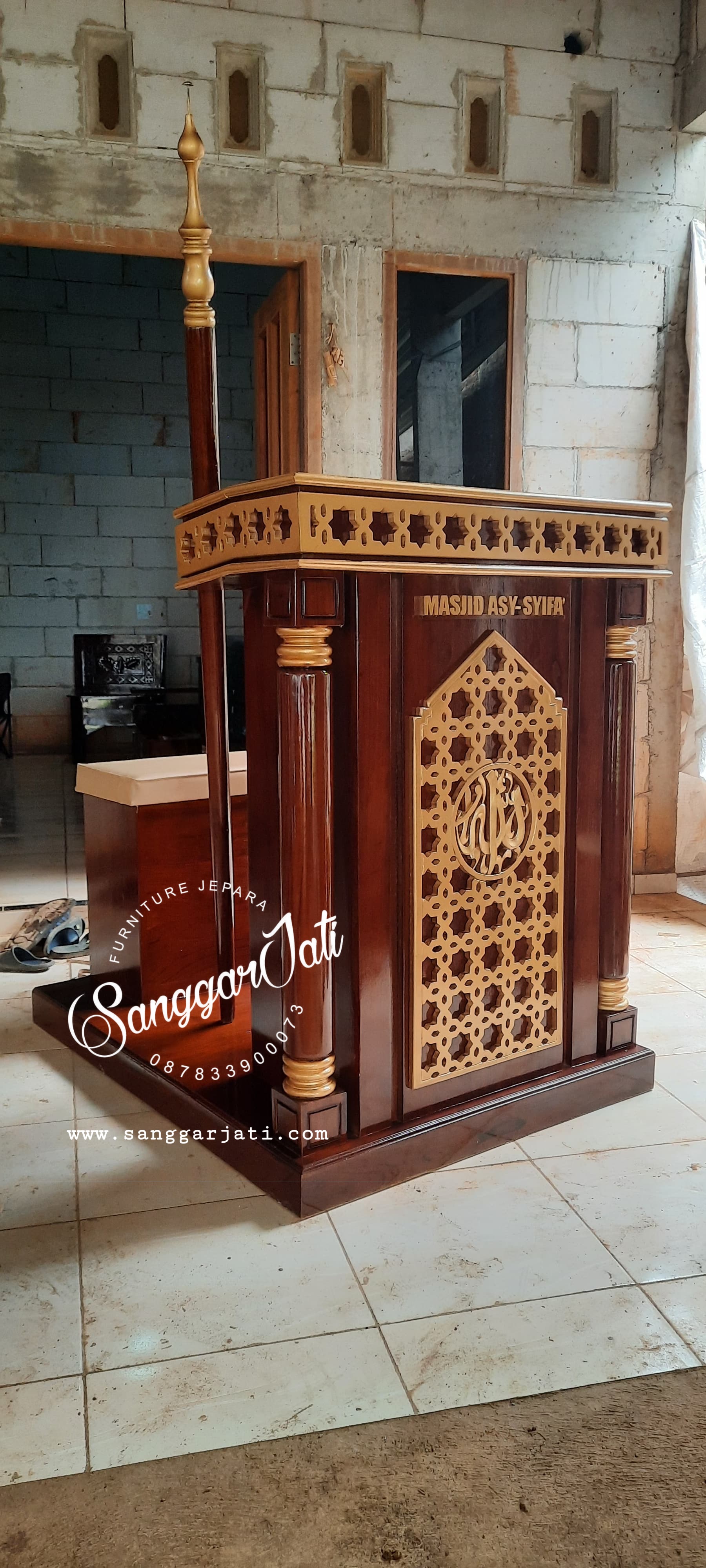 mimbar masjid, mimbar jati minimalis, mimbar masjid terbaru, mimbar murah