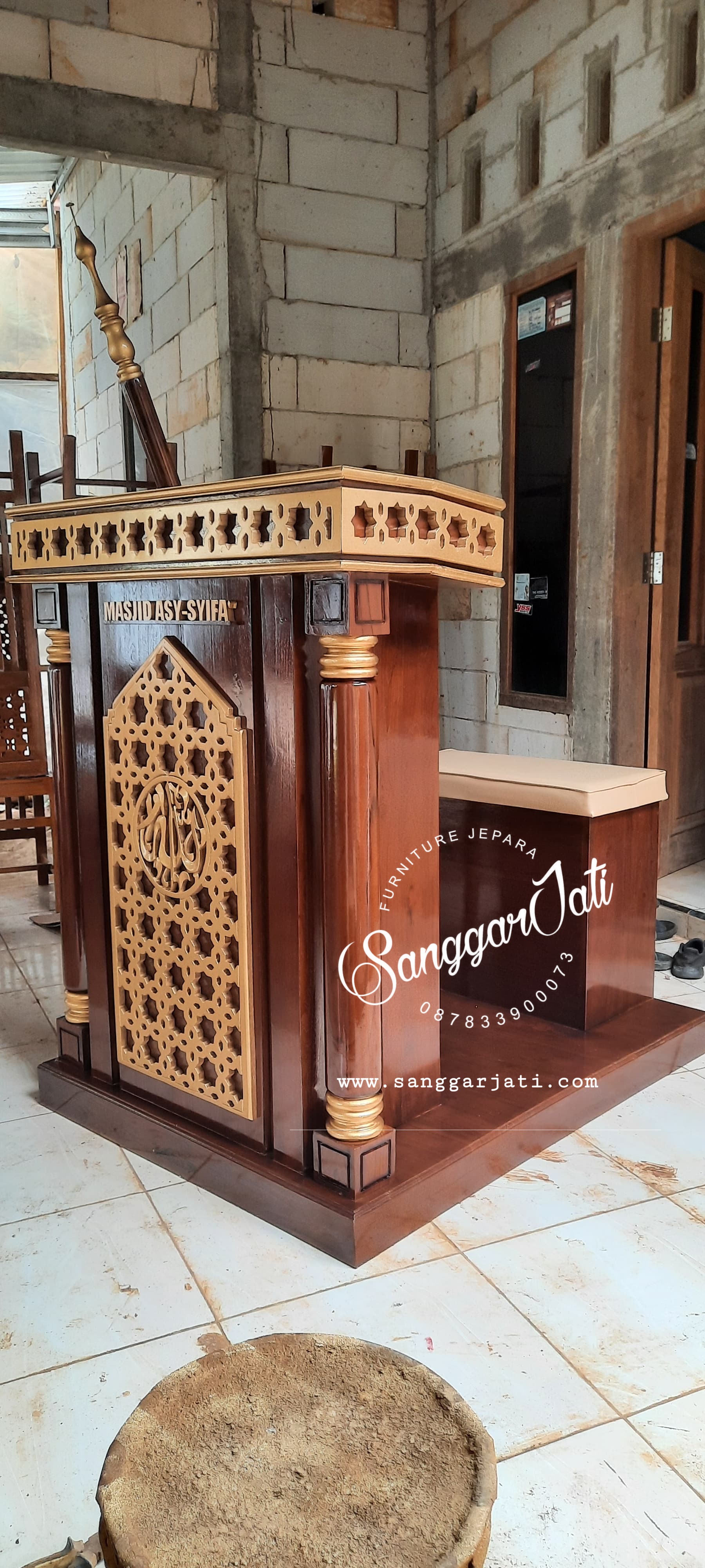 mimbar masjid, mimbar jati minimalis, mimbar masjid terbaru, mimbar murah